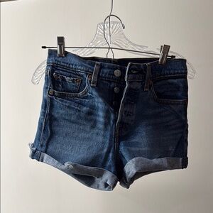 Levi's Blue Jean Shorts High-Waisted Cuffed